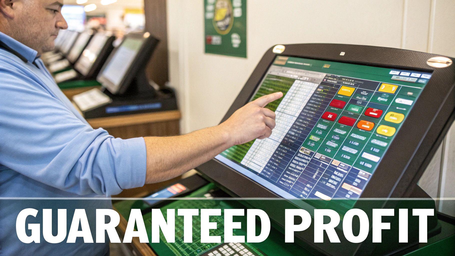 A sports bettor analyzing odds and planning a hedge bet on a laptop screen