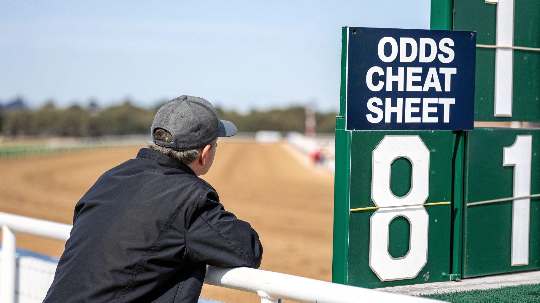 A close-up of a horse's head with its jockey in the background.