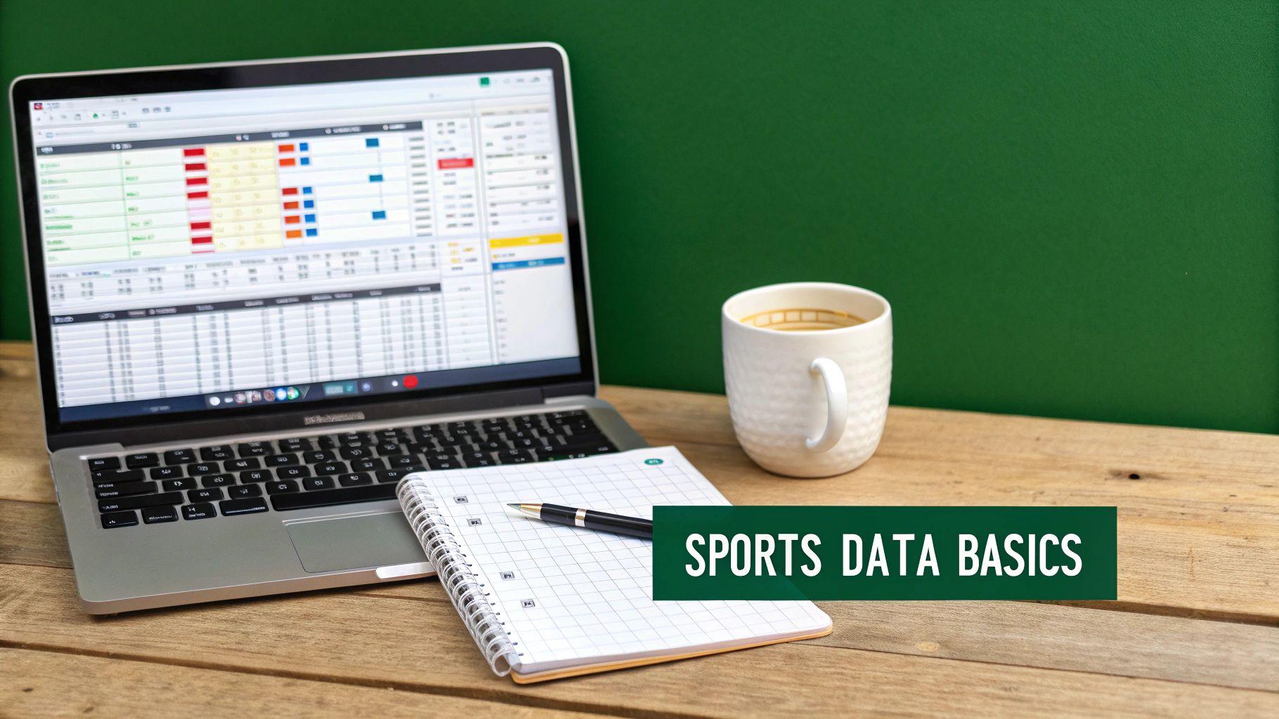 A person analyzing charts and graphs related to sports on a computer screen, representing sports betting data analysis.
