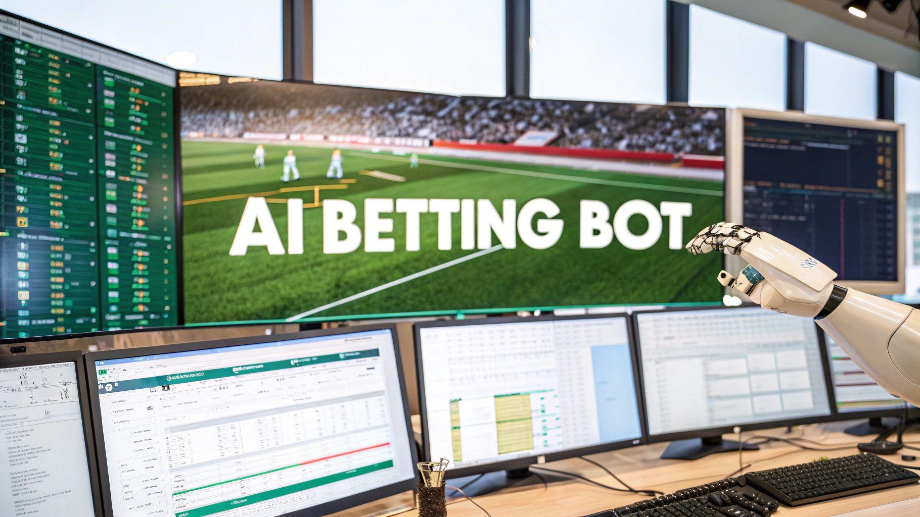 A person using a laptop with sports analytics and graphs displayed on the screen, indicating a strategic approach to betting.
