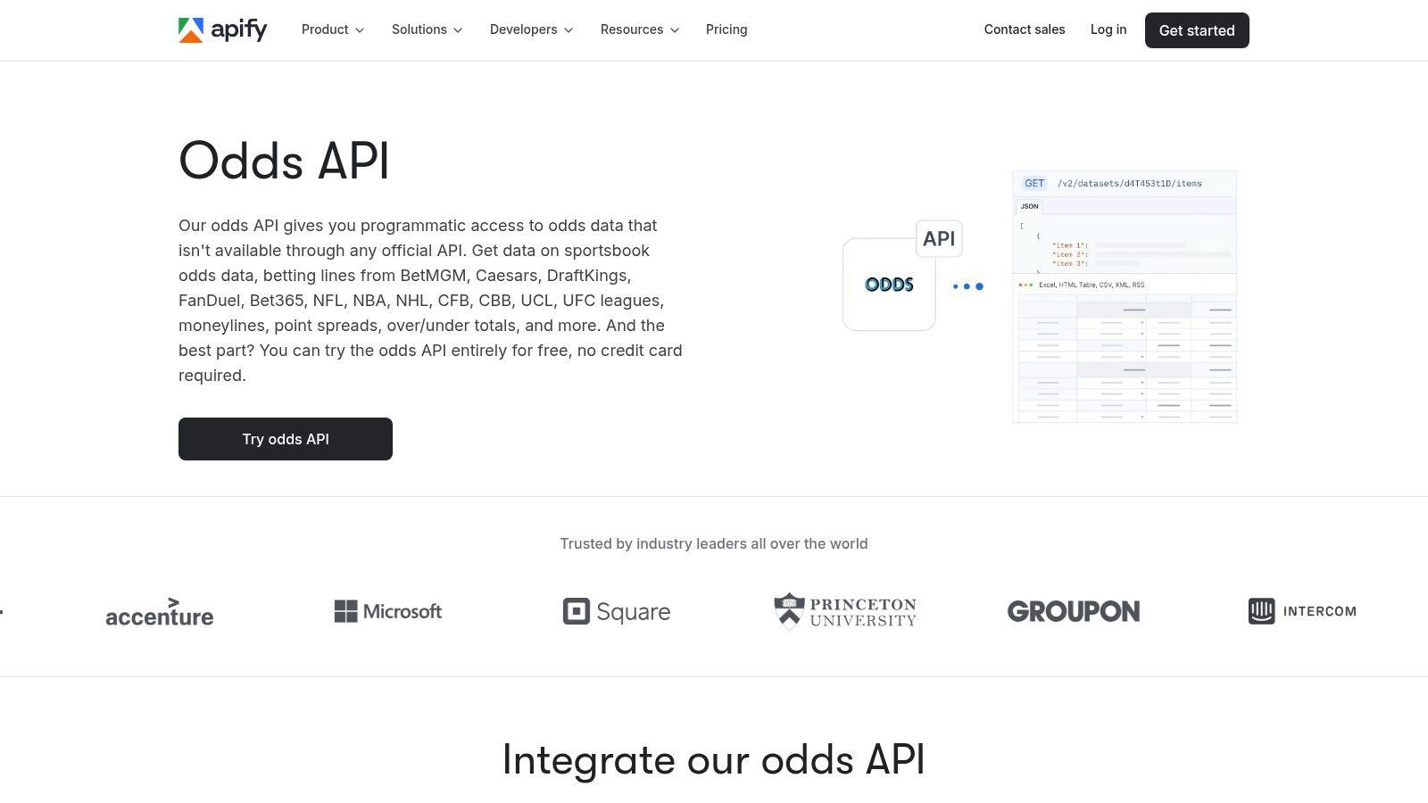 Apify “Odds API” actor
